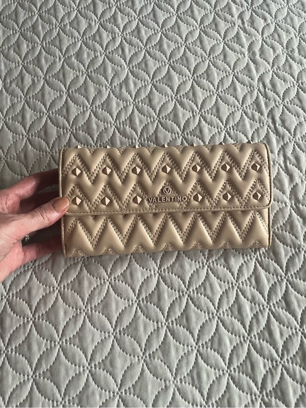 Mario Valentino Studded Quilted Leather Wallet.